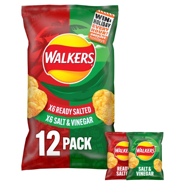 Walkers Ready Salted, Salt & Vinegar Variety Multipack Crisps