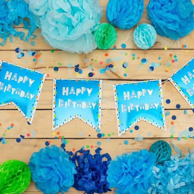 Happy Birthday Bunting, Blue Miscellaneous M&S   