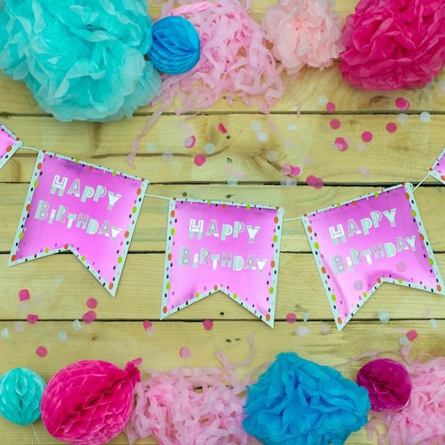 Happy Birthday Bunting, Pink Miscellaneous M&S   