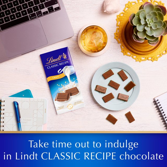 Lindt Classic Recipe Crispy Milk Chocolate Bar Food Cupboard M&S   