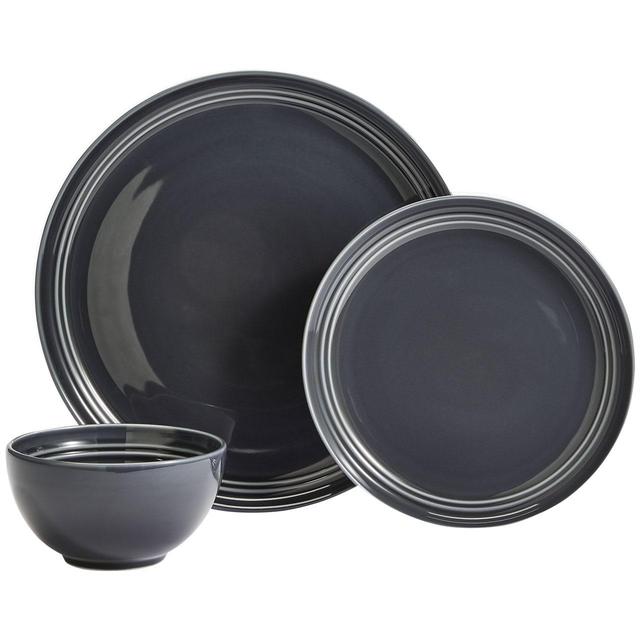 M&S 12 Piece Marlowe Dinner Set, Dark Grey