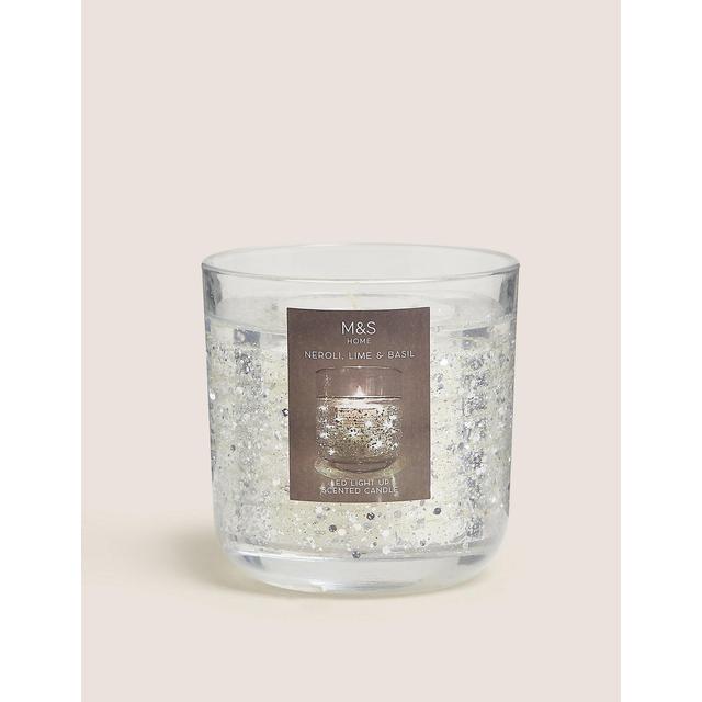 M&S Neroli, Lime & Bergamot Silver Light Up Candle General Household M&S   