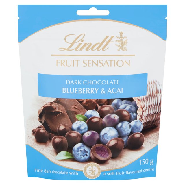 Lindt FRUIT SENSATION Dark Chocolate with Blueberry & Acai Pouch Sweets M&S   