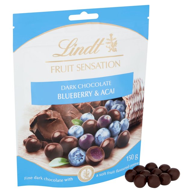 Lindt FRUIT SENSATION Dark Chocolate with Blueberry & Acai Pouch Sweets M&S   