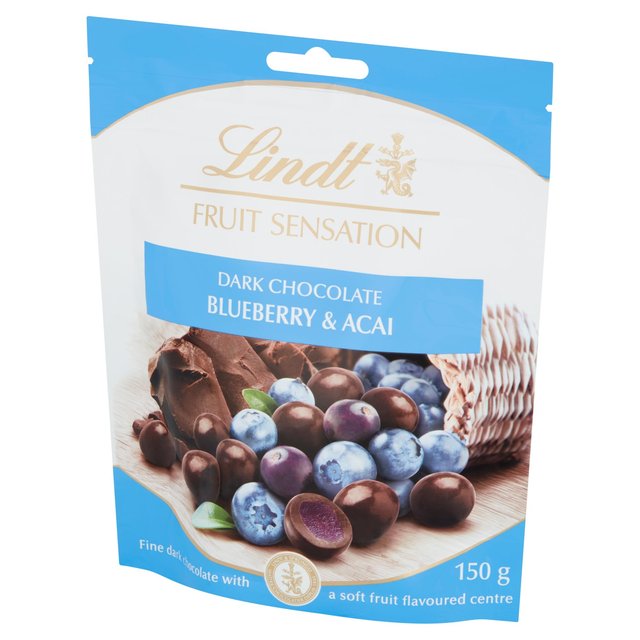 Lindt FRUIT SENSATION Dark Chocolate with Blueberry & Acai Pouch Sweets M&S   