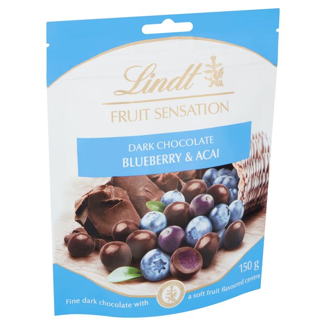 Lindt FRUIT SENSATION Dark Chocolate with Blueberry & Acai Pouch Sweets M&S   