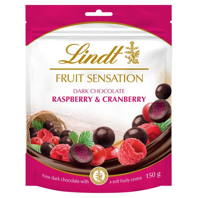 Lindt FRUIT SENSATION Dark Chocolate with Raspberry & Cranberry Pouch