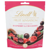 Lindt FRUIT SENSATION Dark Chocolate with Raspberry & Cranberry Pouch Food Cupboard M&S   