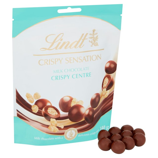 Lindt CRISPY SENSATION Milk Chocolate with Biscuit Centre Pouch GOODS M&S   