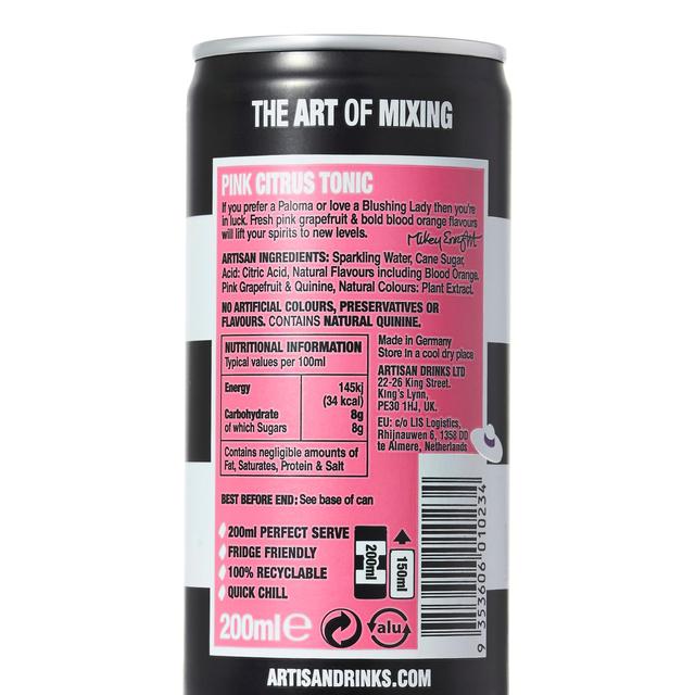 Artisan Drinks Co. Pink Citrus Tonic Cans Adult Soft Drinks & Mixers M&S   