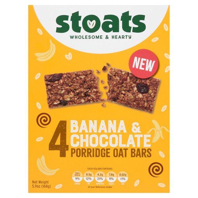 Stoats Banana & Chocolate Porridge Oat Bars 4x42g