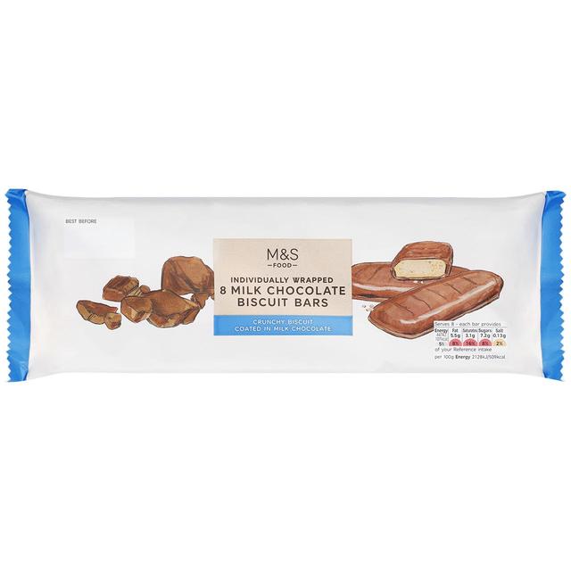 M&S 8 Milk Chocolate Biscuit Bars Biscuits, Crackers & Bread M&S Default Title  