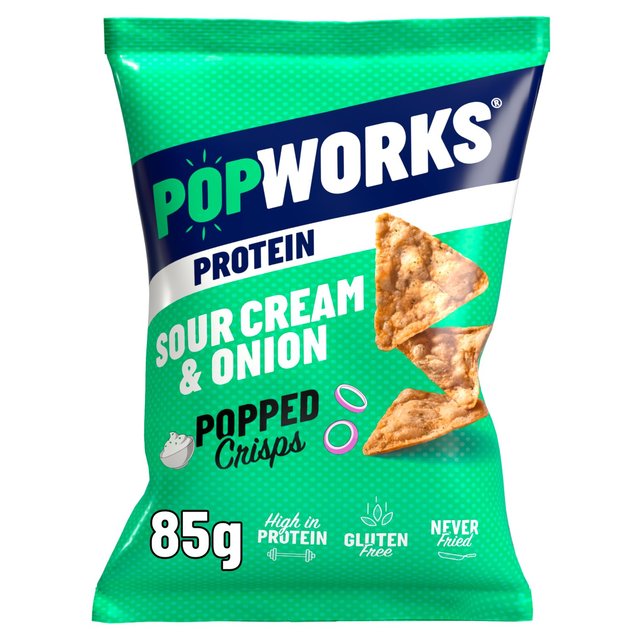 PopWorks Protein Sour Cream & Onion Sharing Popped Crisps Crisps, Nuts & Snacking Fruit M&S Default Title  