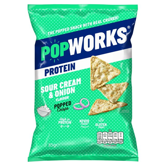 PopWorks Protein Sour Cream & Onion Sharing Popped Crisps Crisps, Nuts & Snacking Fruit M&S   