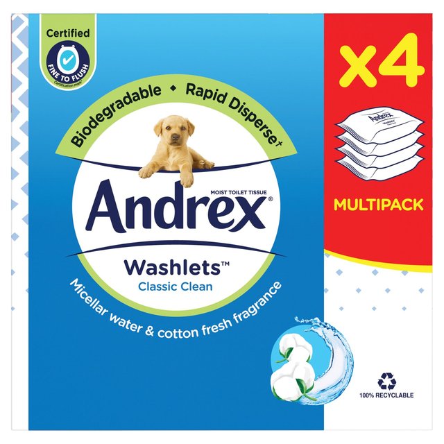 Andrex Classic Clean Washlets Quad Pack