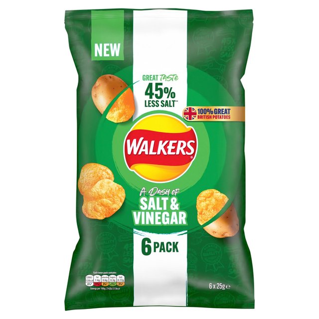 Walkers Less Salt A Dash of Salt & Vinegar Multipack Crisps Crisps, Nuts & Snacking Fruit M&S   