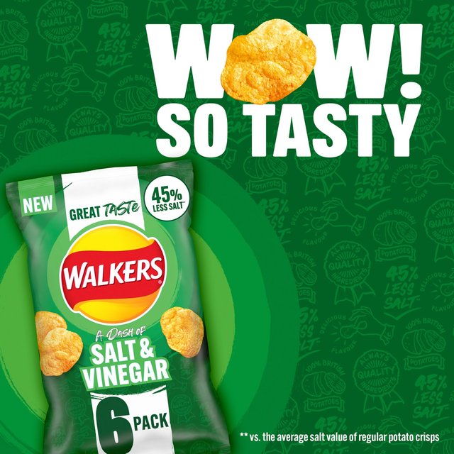 Walkers Less Salt A Dash of Salt & Vinegar Multipack Crisps Crisps, Nuts & Snacking Fruit M&S   