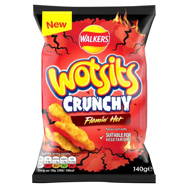 Walkers Wotsits Crunchy Flamin' Hot Snacks Crisps, Nuts & Snacking Fruit M&S   