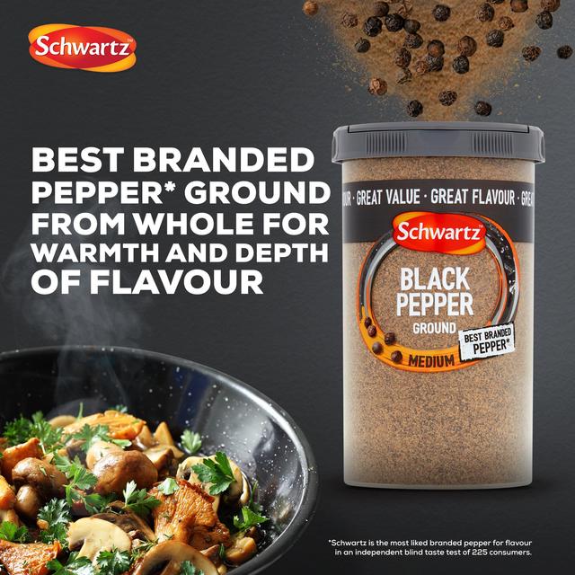 Schwartz Black Pepper Ground Drum 90g Cooking Ingredients & Oils M&S   