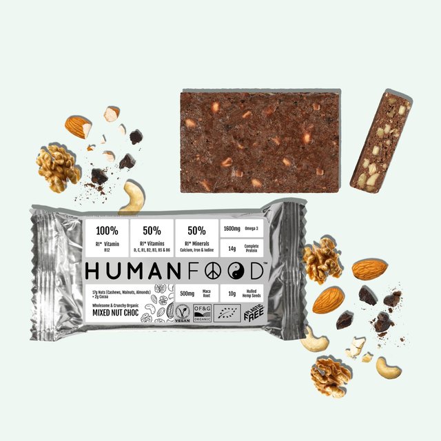 Human Food Protein and Multivitamin Bar Mixed Nut Choc 76g Free from M&S   