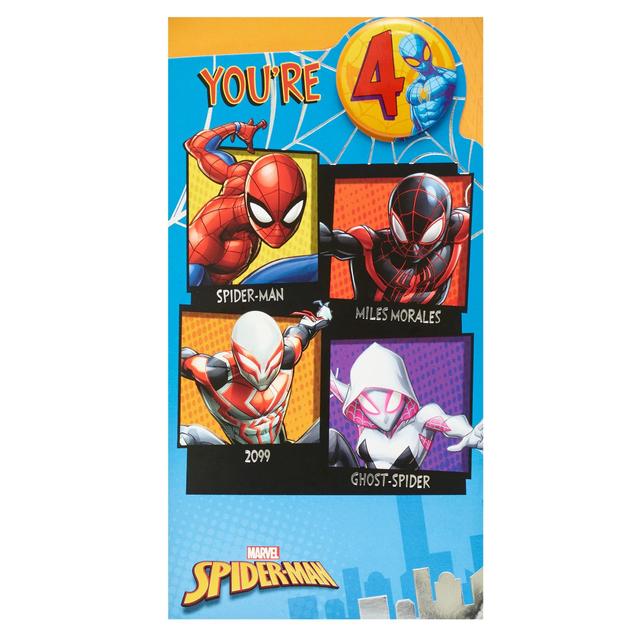 Spider Man Age 4 Birthday Card