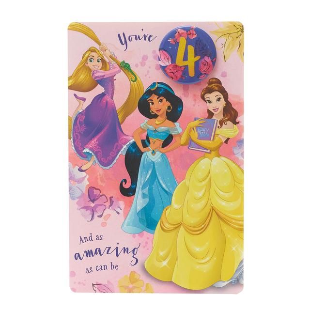 Disney Princess 4th Birthday Card