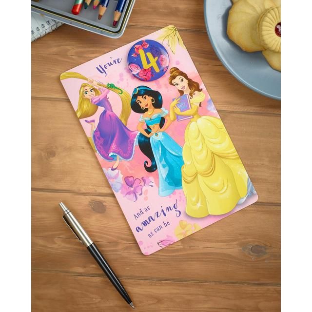 Disney Princess 4th Birthday Card