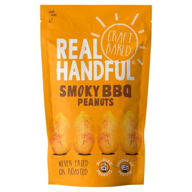 Real Handful Smoky BBQ Baked Peanuts 70g Crisps, Nuts & Snacking Fruit M&S   