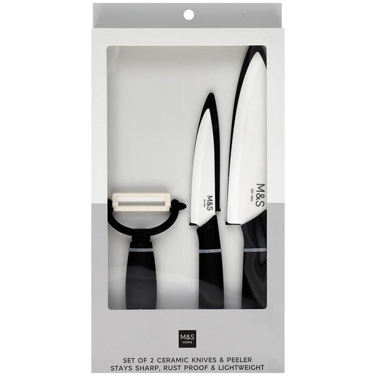 M&S Ceramic Knife Set with Peeler Tableware & Kitchen Accessories M&S   
