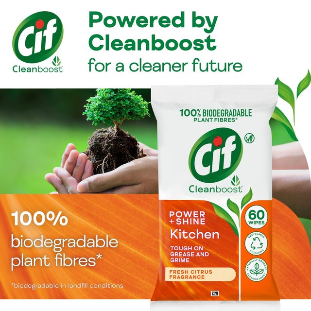 Cif Kitchen Cleaning Biodegradable Wipes Fresh Citrus Accessories & Cleaning M&S   