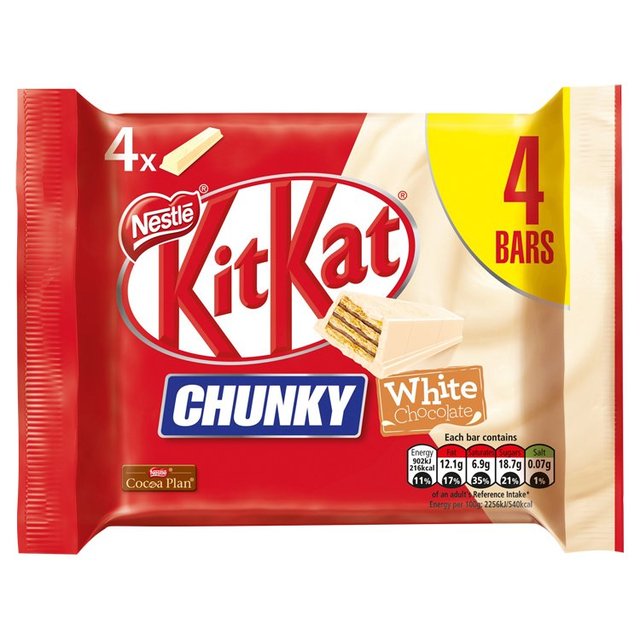 KitKat Chunky White Chocolate Bar Multipack 4 Pack Food Cupboard M&S Title  