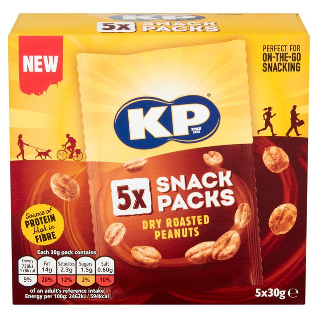 KP Dry Roasted Peanuts Multipack 5 Pack Food Cupboard M&S   