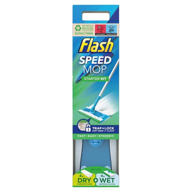 Flash Speedmop Starter Kit + 4ct Dry Pads + 4ct Wet Pads