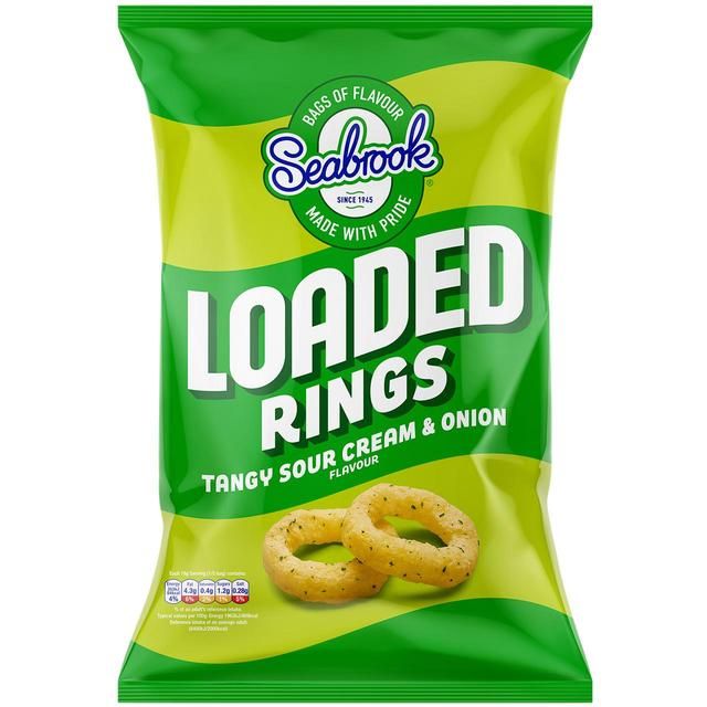 Seabrook Loaded Rings Sour Cream & Onion Sharing Crisps, Nuts & Snacking Fruit M&S   