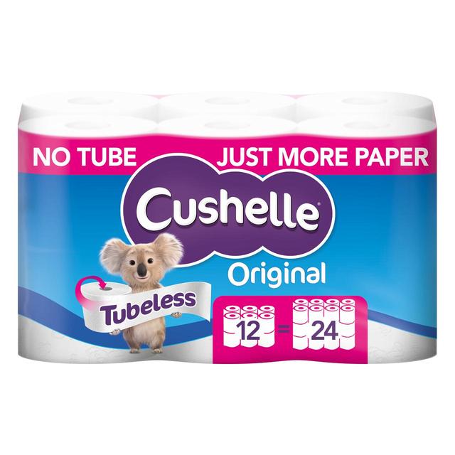 Cushelle Original Tubeless Double Roll Toilet Tissue 12 equals 24 Rolls