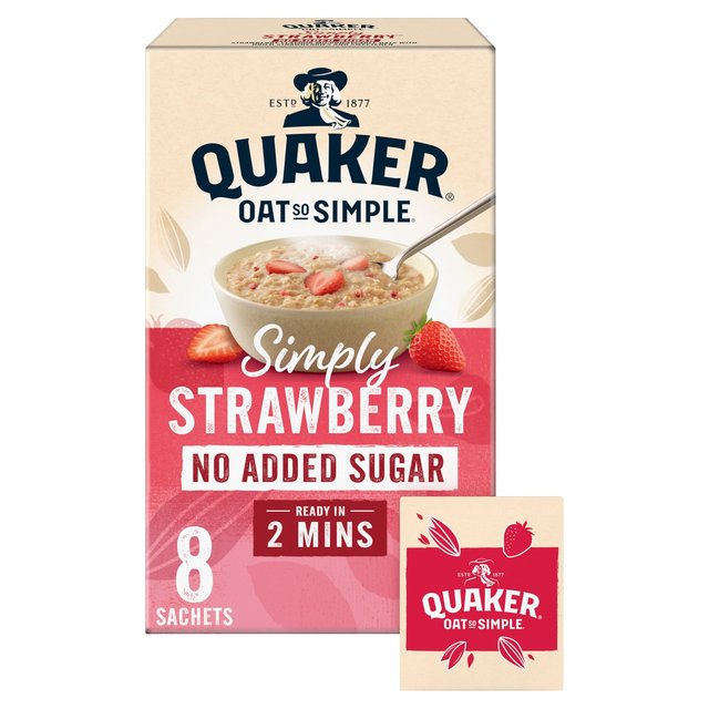 Quaker Oat So Simple Simply Strawberry Porridge No Added Sugar Sachets