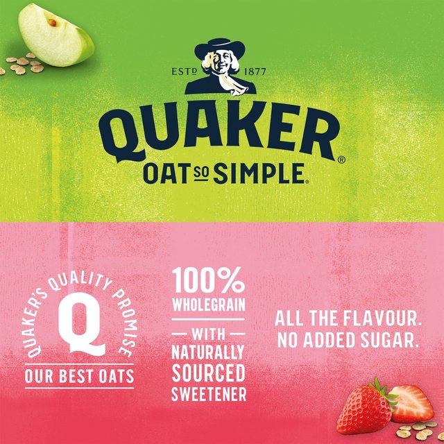 Quaker Oat So Simple Simply Strawberry Porridge No Added Sugar Sachets Cereals M&S   