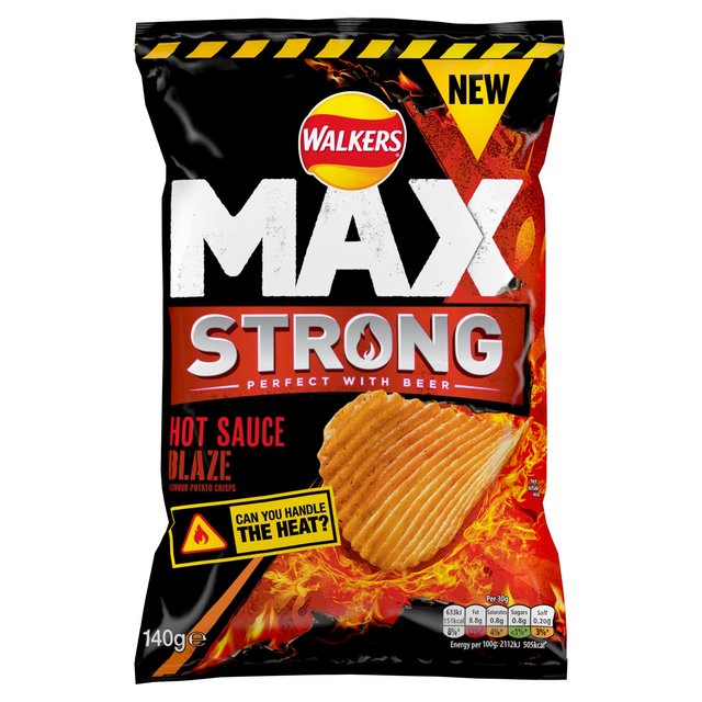 Walkers Max Strong Hot Sauce Blaze Sharing Crisps Crisps, Nuts & Snacking Fruit M&S   