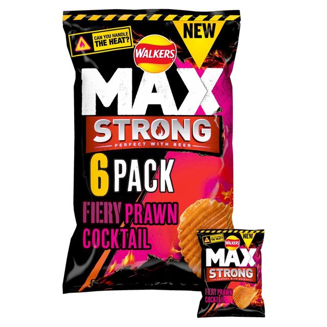 Walkers Max Strong Fiery Prawn Cocktail Multipack Crisps