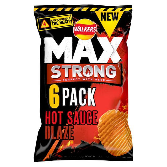 Walkers Max Strong Hot Sauce Blaze Multipack Crisps Crisps, Nuts & Snacking Fruit M&S   