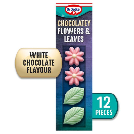 Dr. Oetker 12 Chocolate Flavour Flowers and Leaves Cake Decorations Sugar & Home Baking M&S Title  