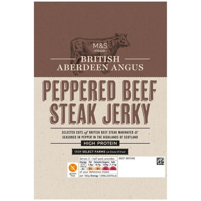 Select Farms Aberdeen Angus Peppered Beef Steak Jerky Crisps, Nuts & Snacking Fruit M&S Default Title  