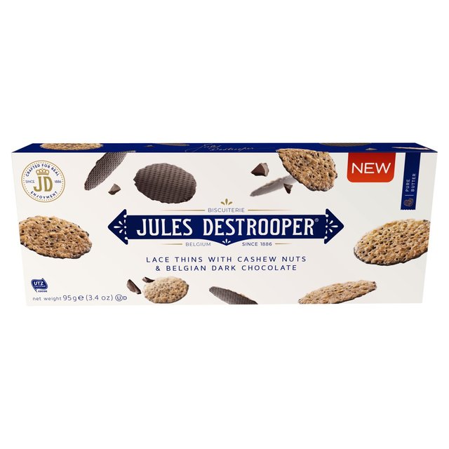 Jules Destrooper Dark Chocolate Lace Thins with Cashew Nuts Biscuits, Crackers & Bread M&S Default Title  