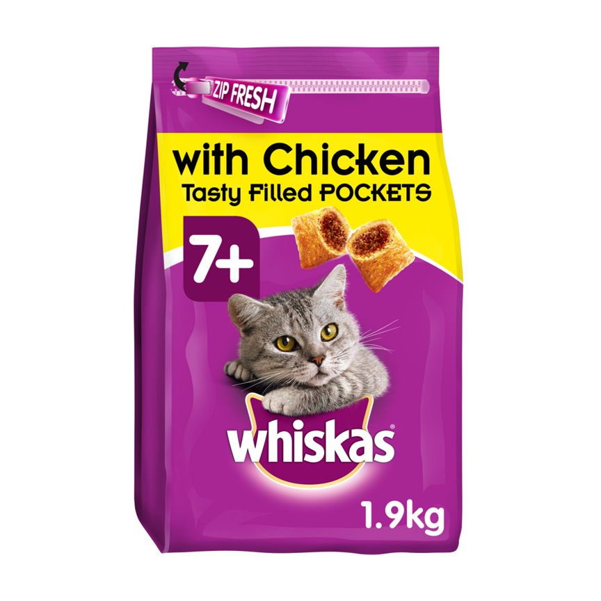 Whiskas Senior Complete Dry Cat Food Biscuits Chicken