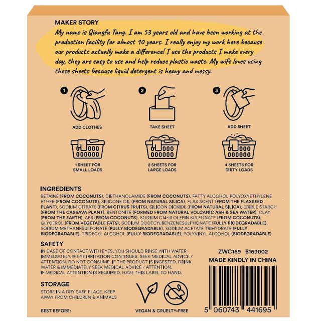 Zero Waste Club Detergent Sheets Plastic Free - Scented Laundry M&S   