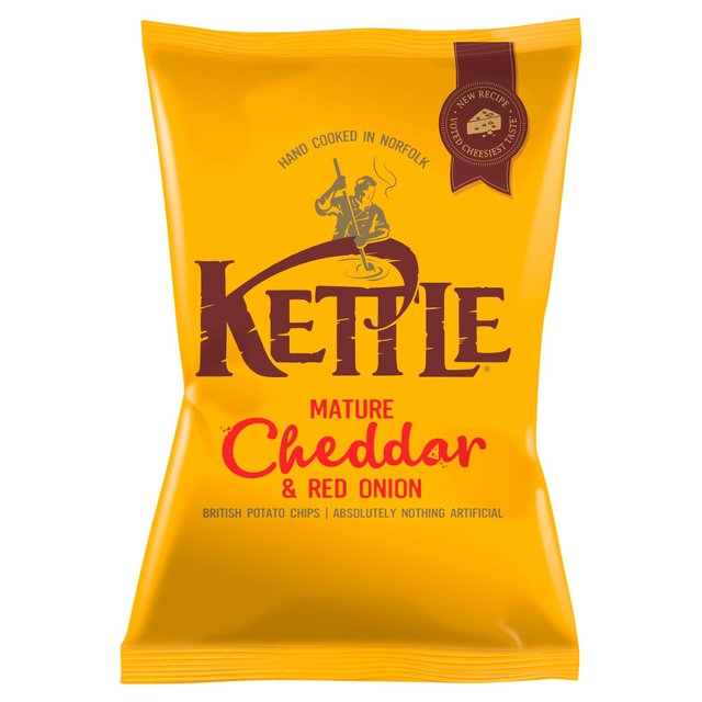 KETTLE Mature Cheddar & Red Onion Crisps, Nuts & Snacking Fruit M&S   