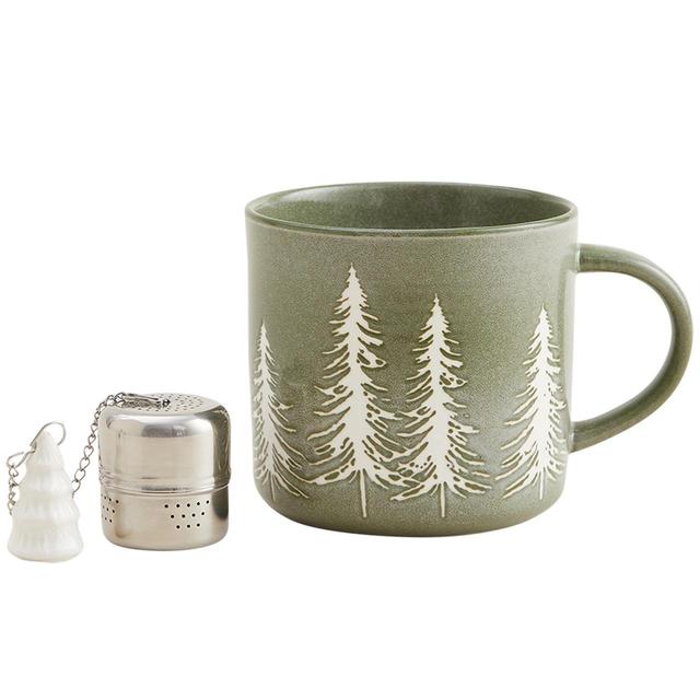 M&S Jumbo Trees And Infuser Mug Set '1SIZE Green Mix Tableware & Kitchen Accessories M&S   