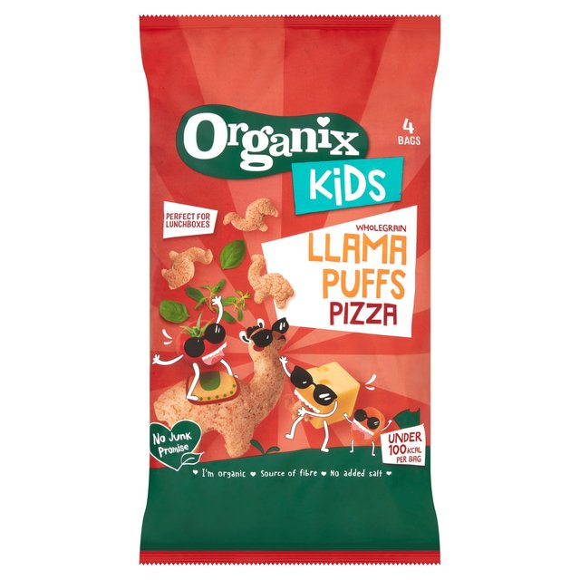 Organix KIDS Pizza Wholegrain Organic Llama Puffs Multipack 4x12g Crisps, Nuts & Snacking Fruit M&S   