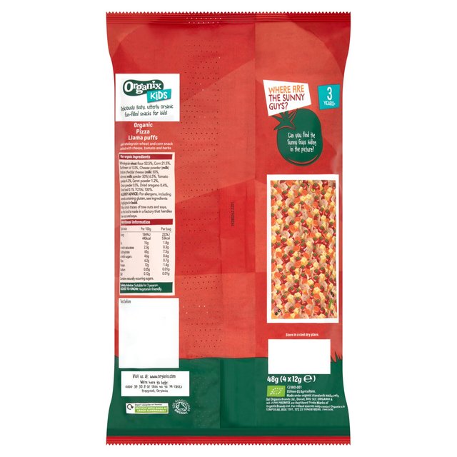 Organix KIDS Pizza Wholegrain Organic Llama Puffs Multipack 4x12g