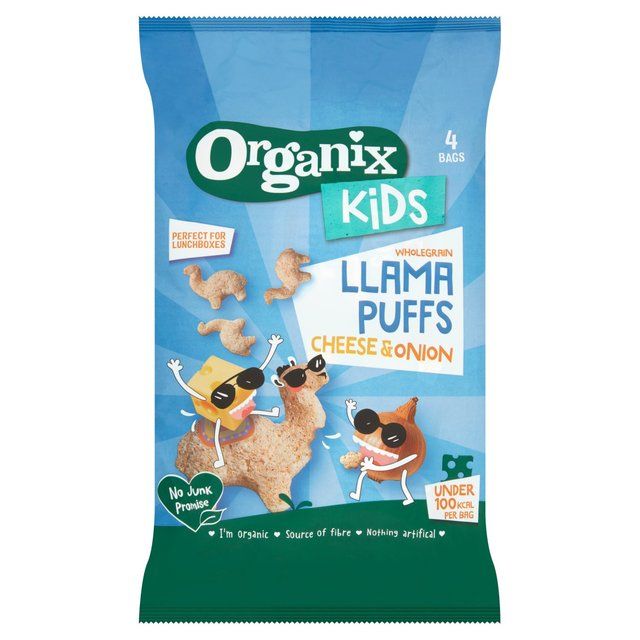 Organix KIDS Cheese & Onion Wholegrain Organic Llama Puffs Multipack 4x12g